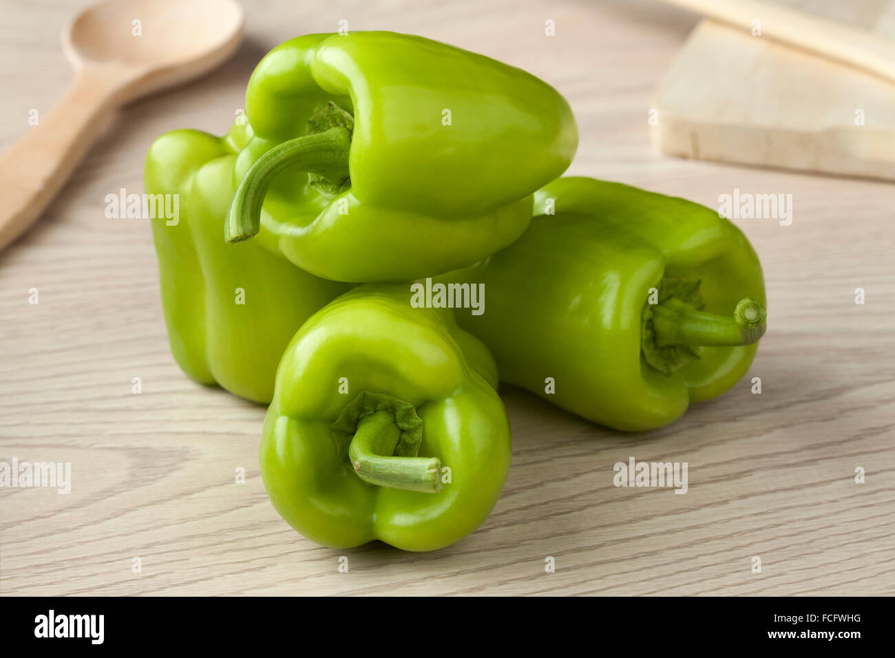 Fresh raw turkish green peppers Stock Photo