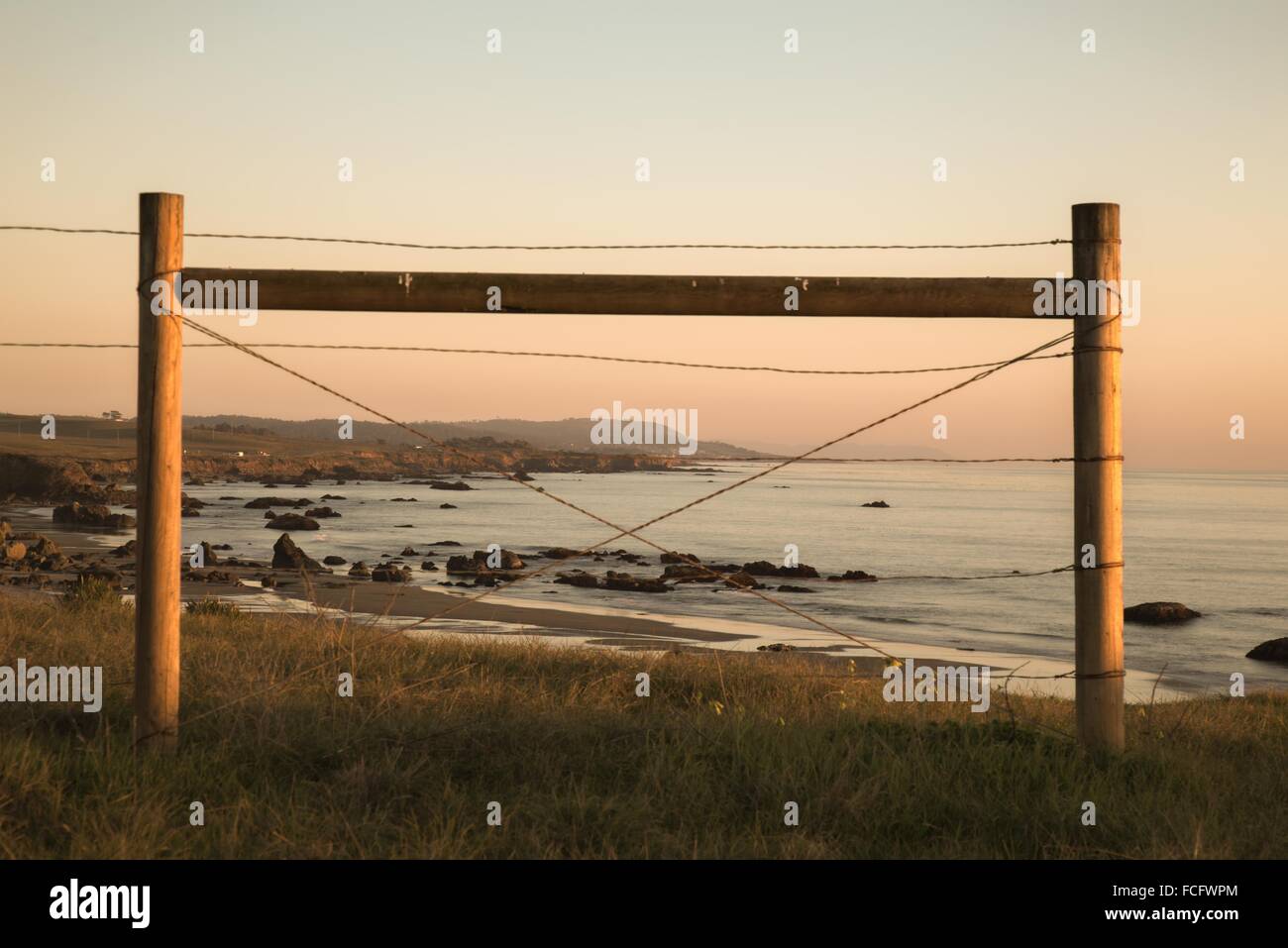 Coastline at sunset along the Pacific Coast Highway in California. Stock Photo