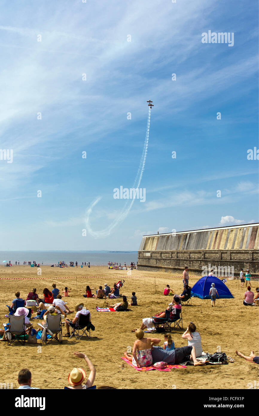 Air show at Weston-Super-Mare beach in June 2014, Somerset, UK Stock Photo