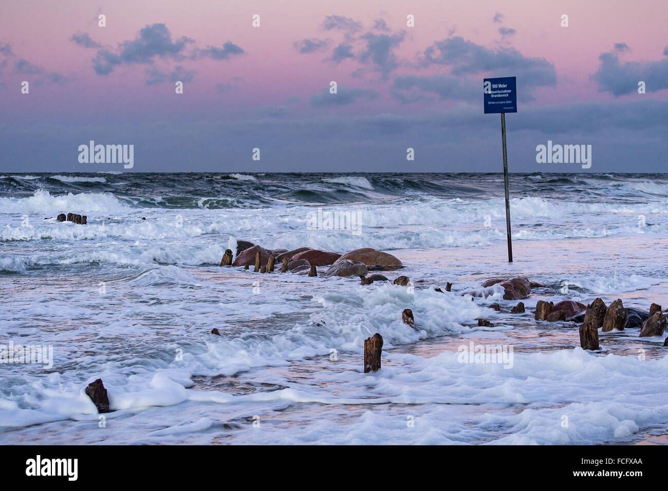 Groynes on shore of the Baltic Sea on a stormy day Stock Photo - Alamy