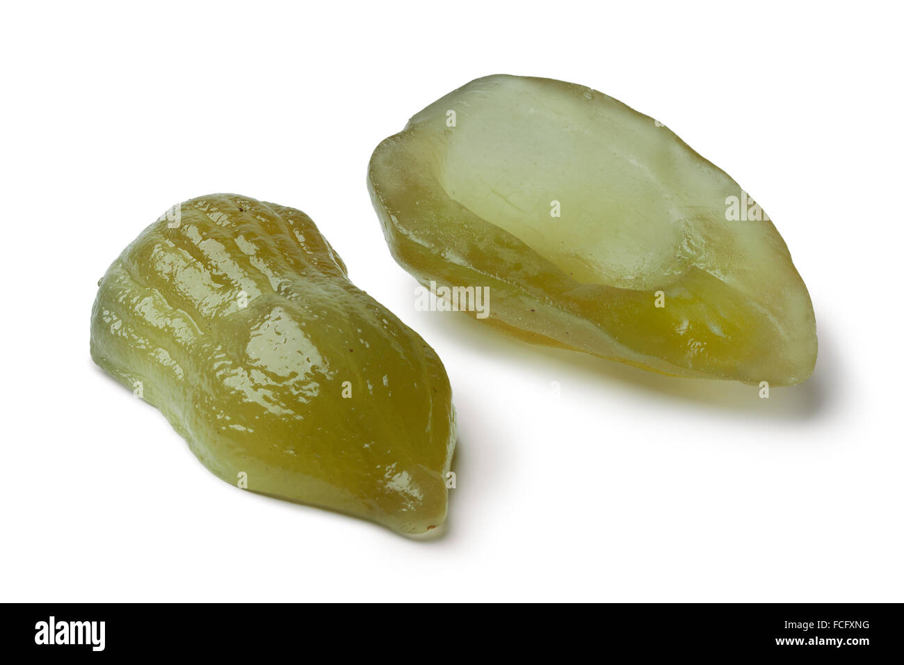 Sweet green candied succade on white background Stock Photo