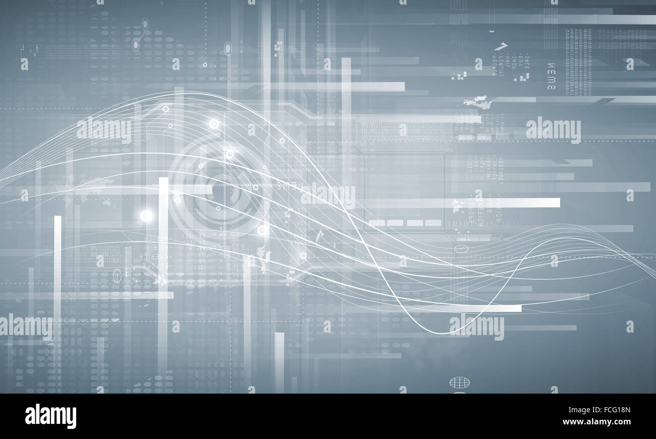 Media background image with icons and binary code Stock Photo - Alamy