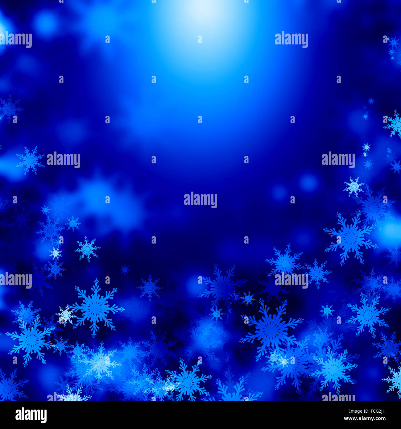 Blue Christmas background with snowflakes and lights Stock Photo - Alamy