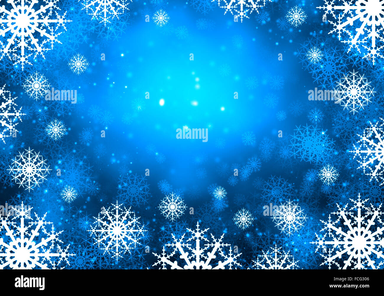 Blue Christmas background with snowflakes and lights Stock Photo - Alamy