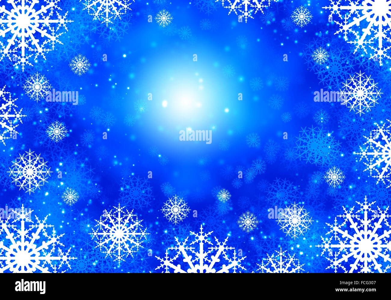 Blue Christmas background with snowflakes and lights Stock Photo - Alamy