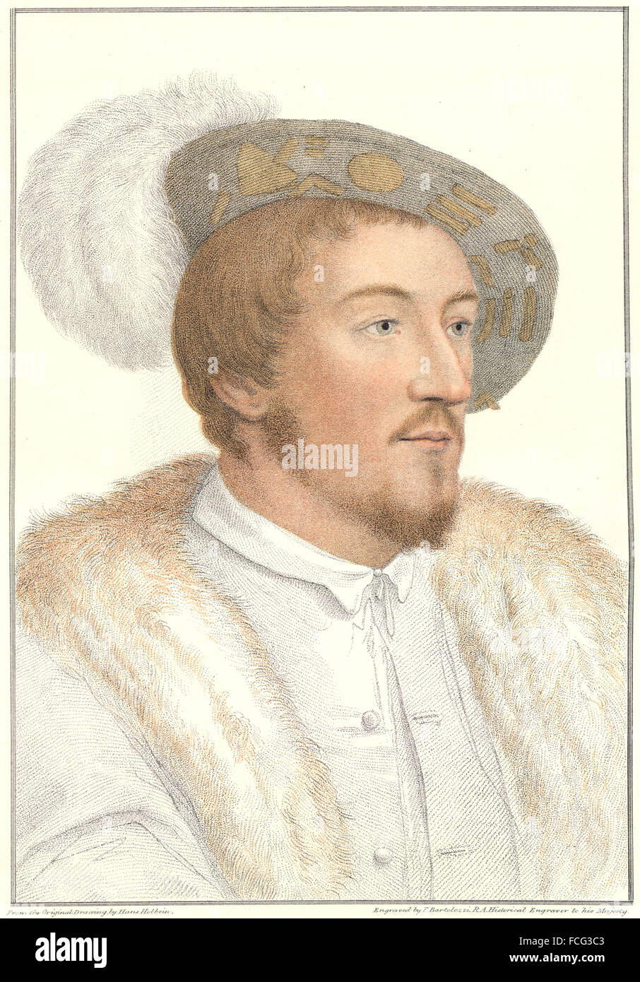 HOLBEIN: An unknown Knight from the court of Henry VIII (Bartolozzi) , 1884 Stock Photo