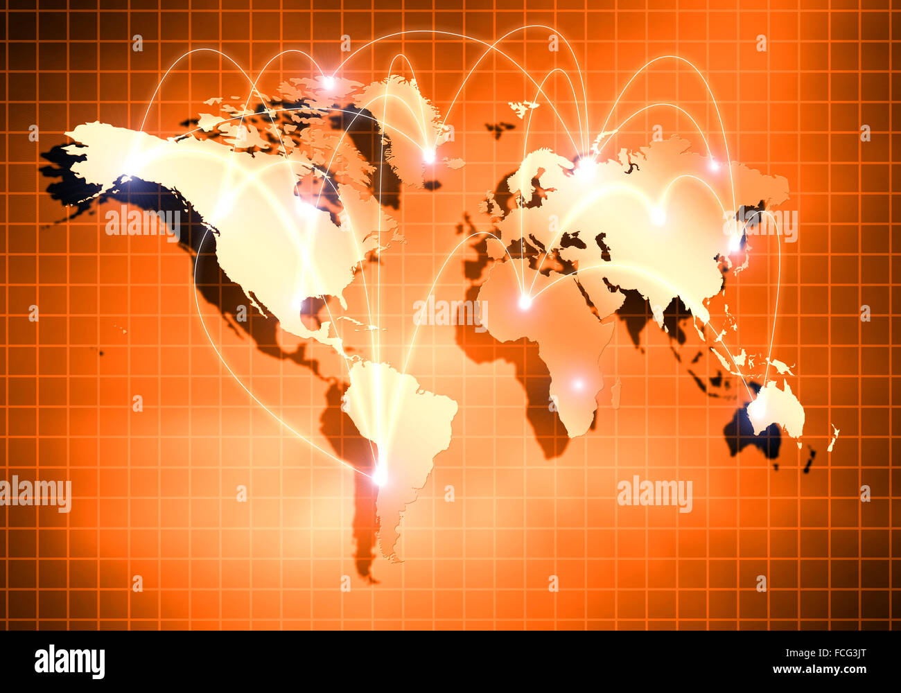 Background digital image of world map with connection lines Stock Photo ...