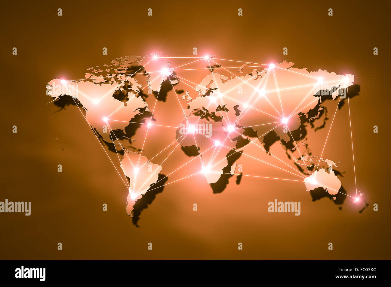 Background digital image of world map with connection lines Stock Photo ...