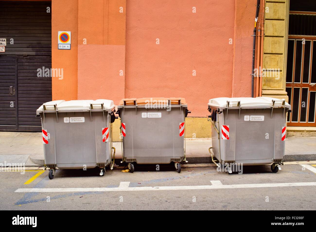 Public garbage containers, recycling container. Barcelona, Catalonia