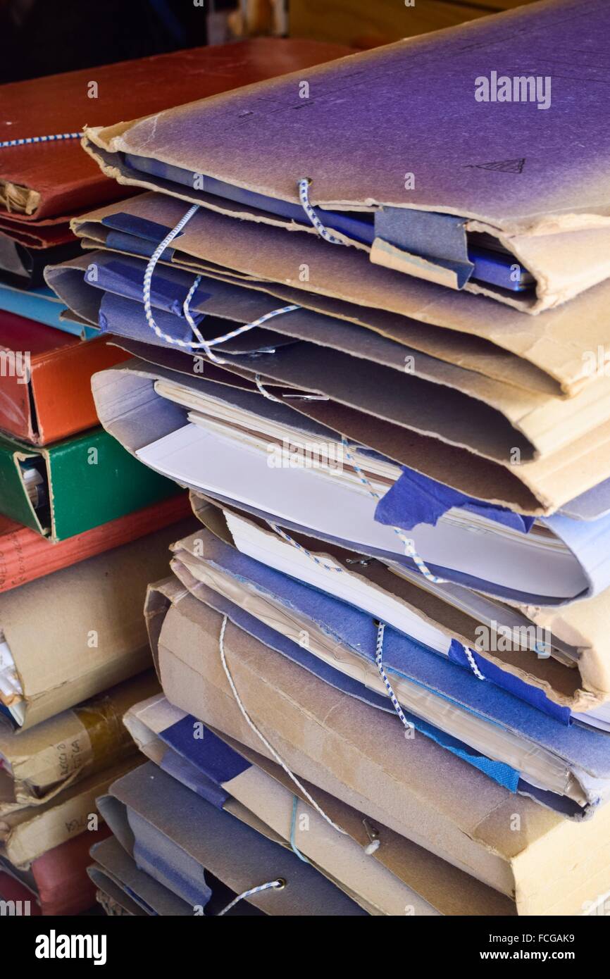 Stack of old folders Stock Photo Alamy