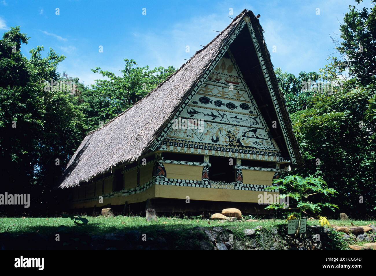 Republic of Palau, Museum, Abai, Koror, Bai or Menʻs meeting house Stock Photo