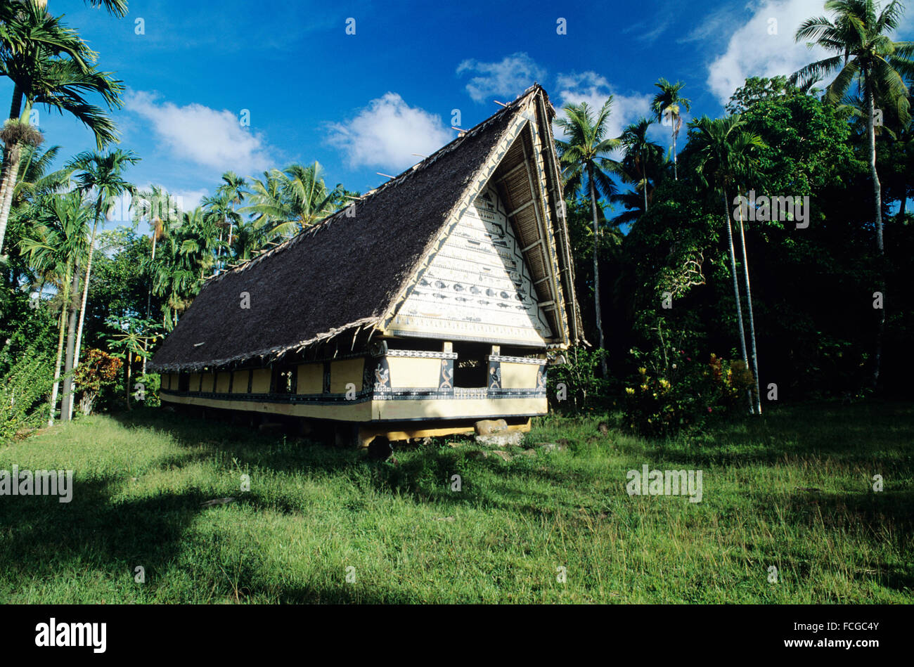 Republic of Palau, Museum, Abai, Koror, Bai or Menʻs meeting house Stock Photo