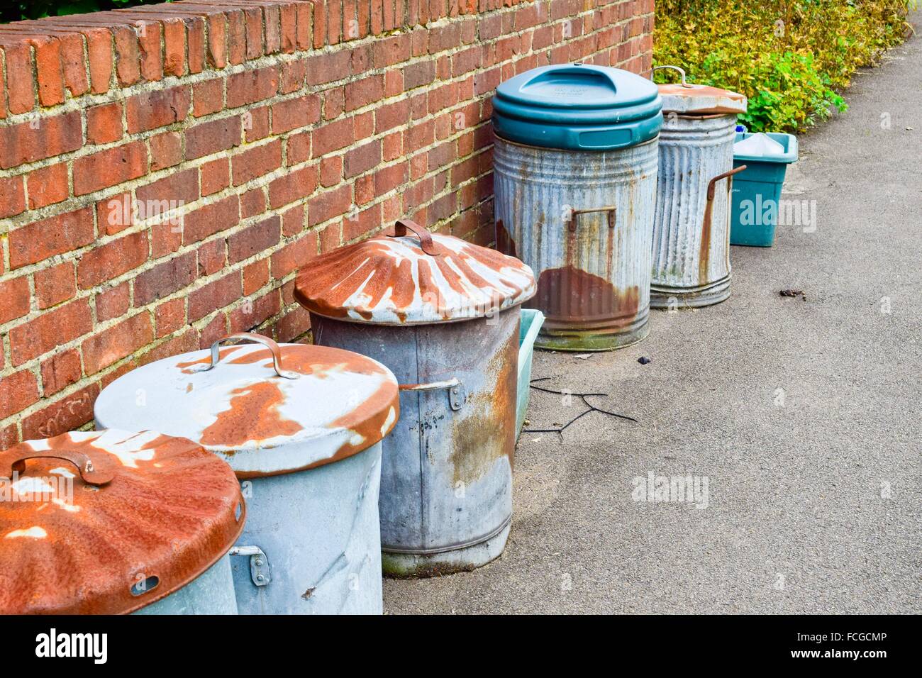 Garbage bins, dustbins on a street. London, England, Great Britain