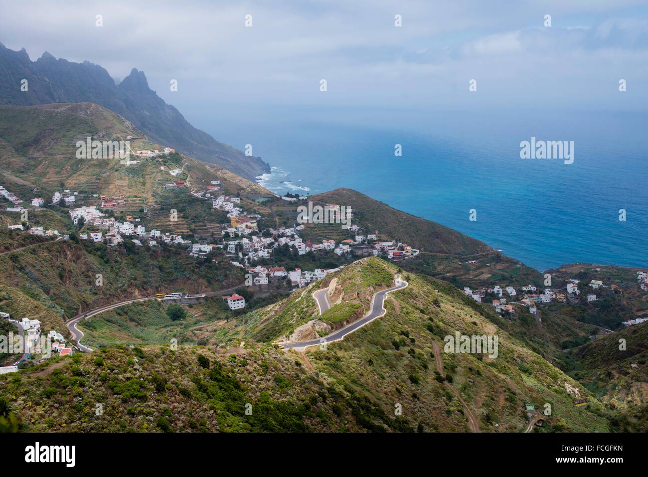 View of the fishermens village of Taganana coastal area in Northern Tenerife, Canary Islands, Spain. Stock Photo