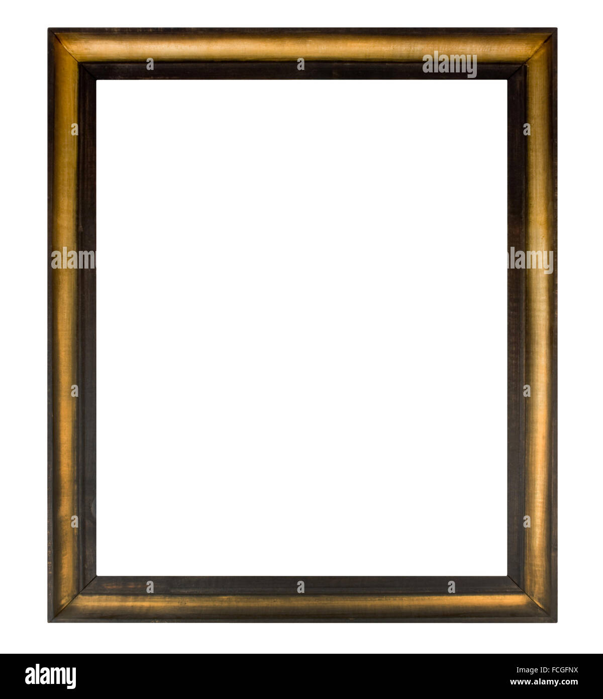 Black and brown wooden painting frame isolated on white background
