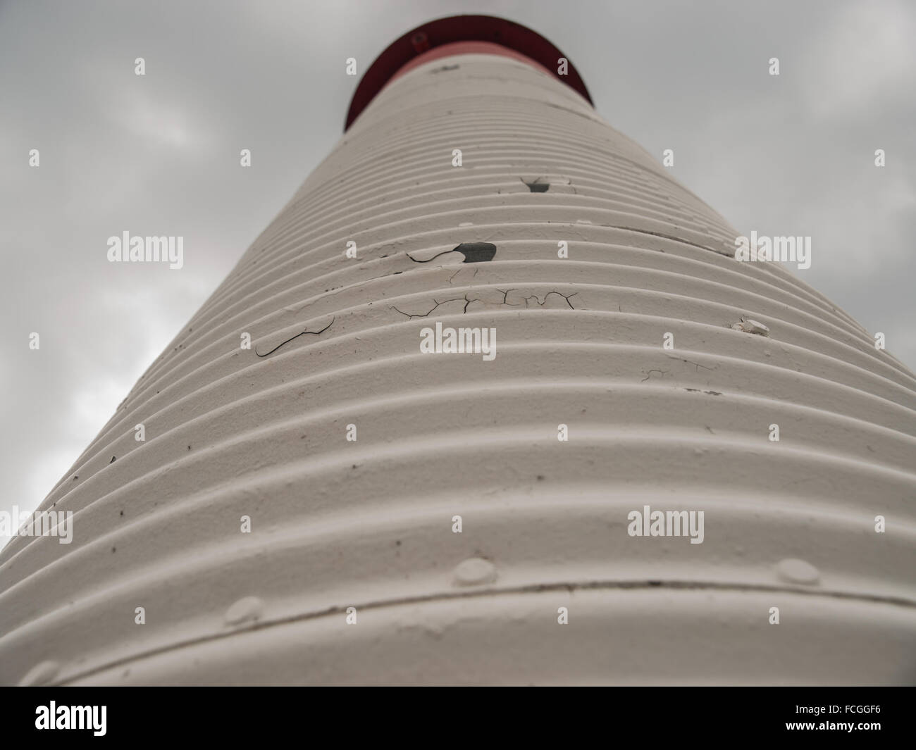 Abstract of red and white lighthouse on Lake Ontario in Oakville, Ontario, Canada. Stock Photo