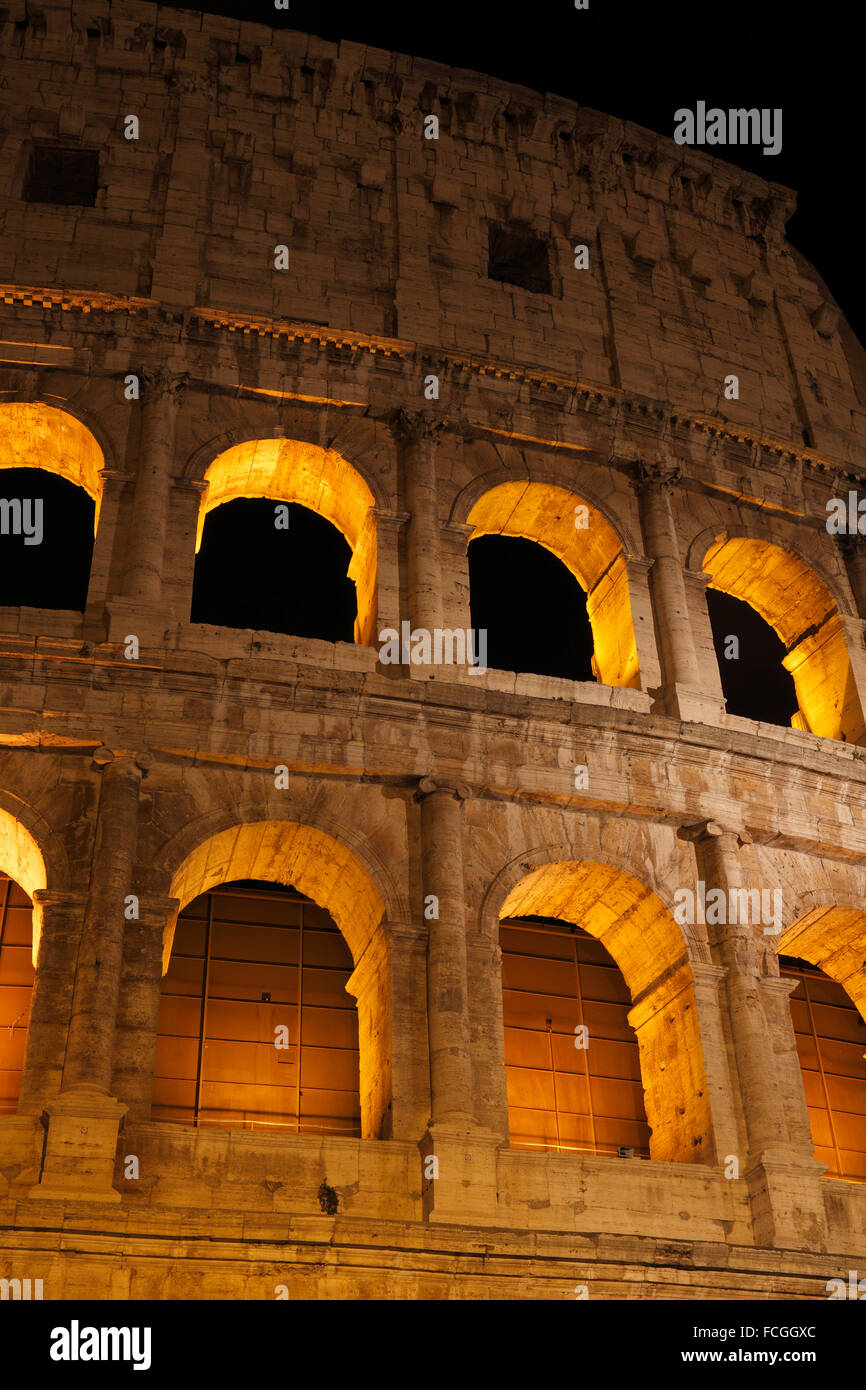 The Colosseum or Coliseum or Flavian Amphitheatre in Rome, Italy; (Latin: Amphitheatrum Flavium); Anfiteatro Flavio or Colosseo Stock Photo