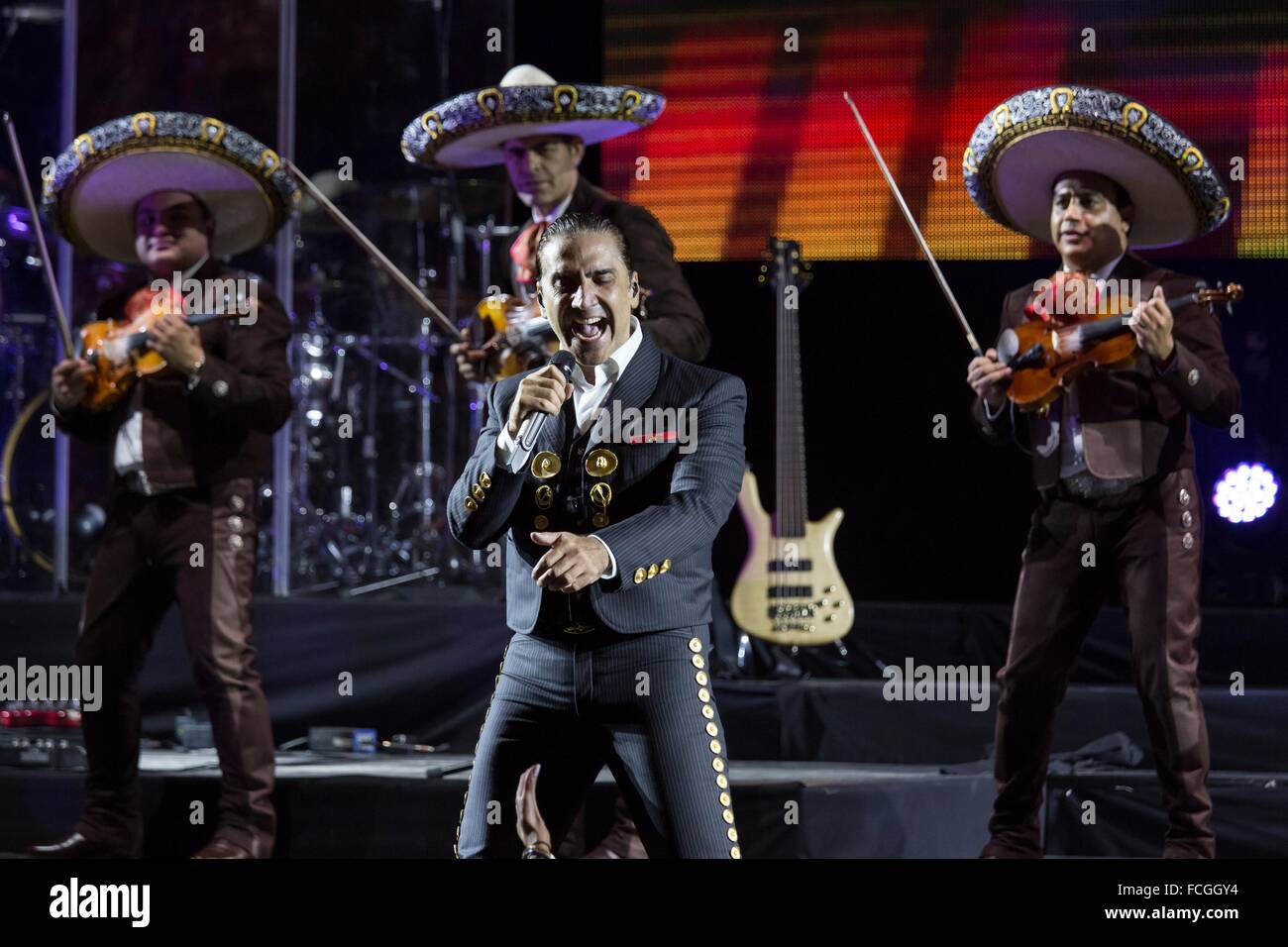 Mexico singer Alejandro Fernandez music concert, Starlite Marbella, Malaga, Andalusia, Spain. Stock Photo