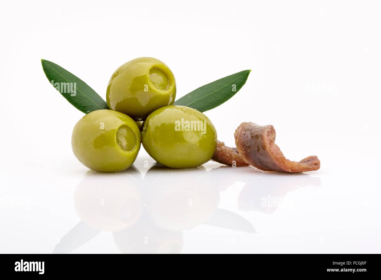 Pickled green olives stuffed with anchovies Stock Photo Alamy