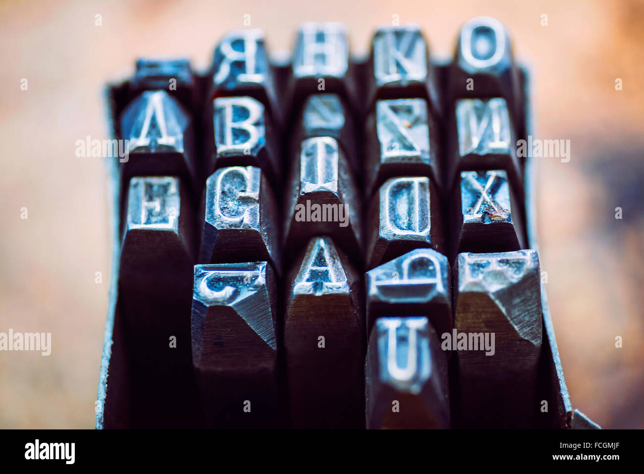 Letterpress letters vintage alphabet Stock Photo Alamy