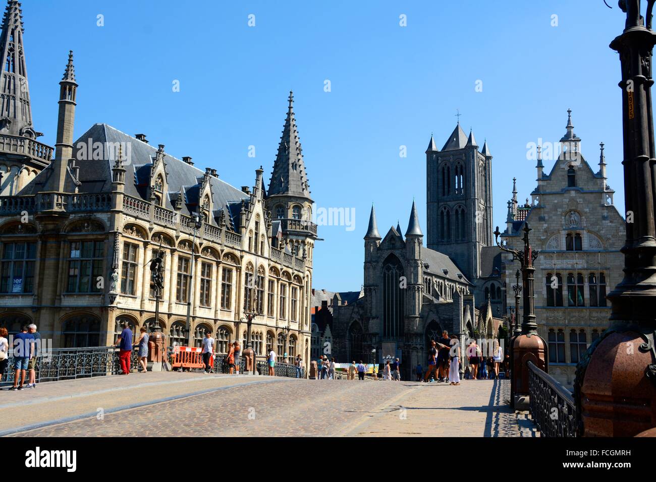 Historical center of Ghent. The old post office is on the left and on
