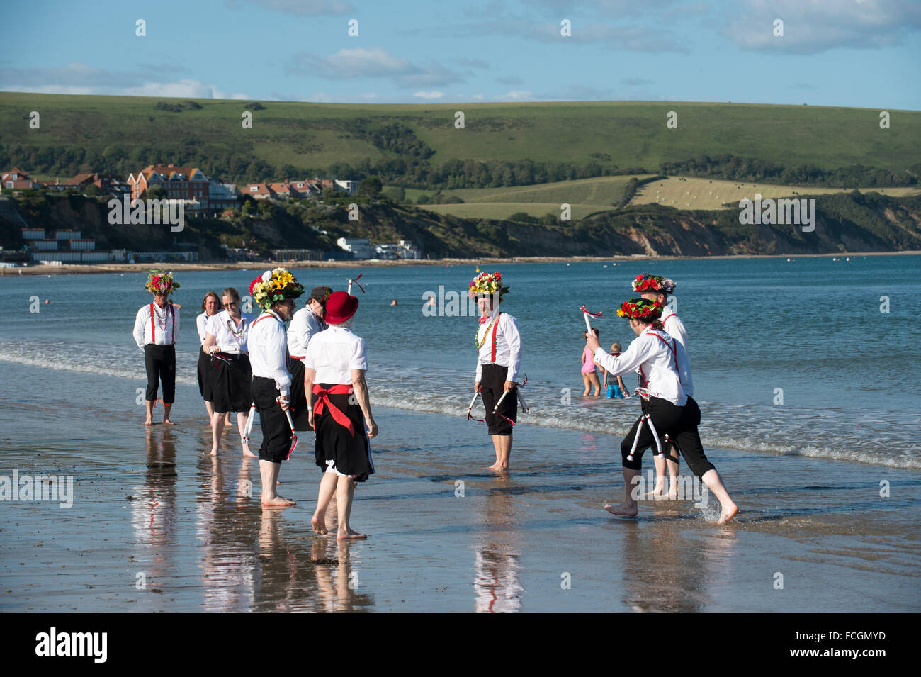 The Swanage Folk festival in Dorset is a weekend of various kinds of morris dancing and folk music. Stock Photo