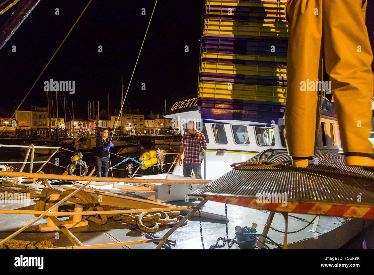 ABOARD THE TRAWLER 'QUENTIN-GREGOIRE', SABLES D'OLONNE, FRANCE Stock Photo