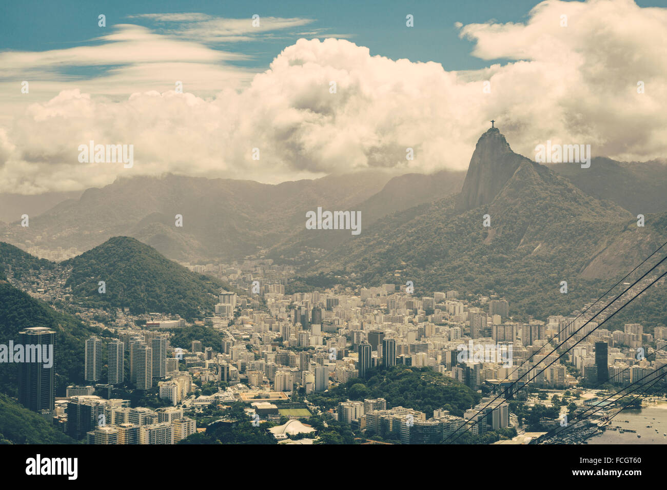 Brazil Rio de Janeiro View of Botafogo and Sugarloaf Mountain Stock Photo