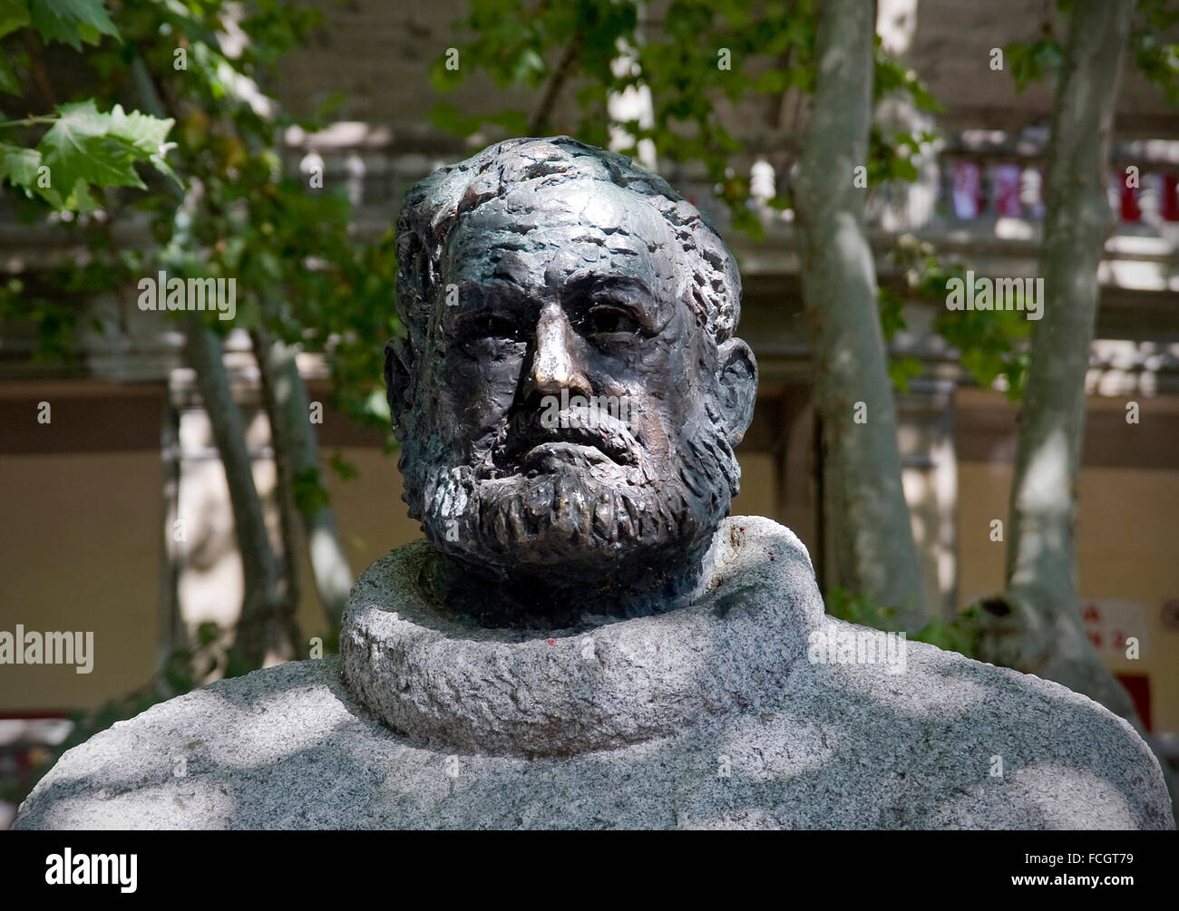 Hemingway bust, Pamplona. Navarre. Spain Stock Photo