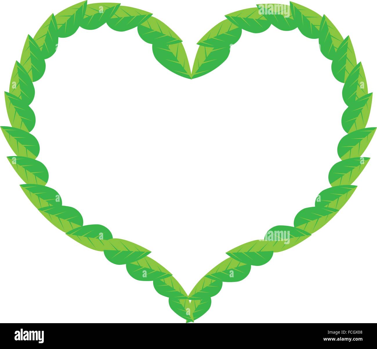Love Concept, Illustration of Green Leaves Forming in A Heart Shape ...