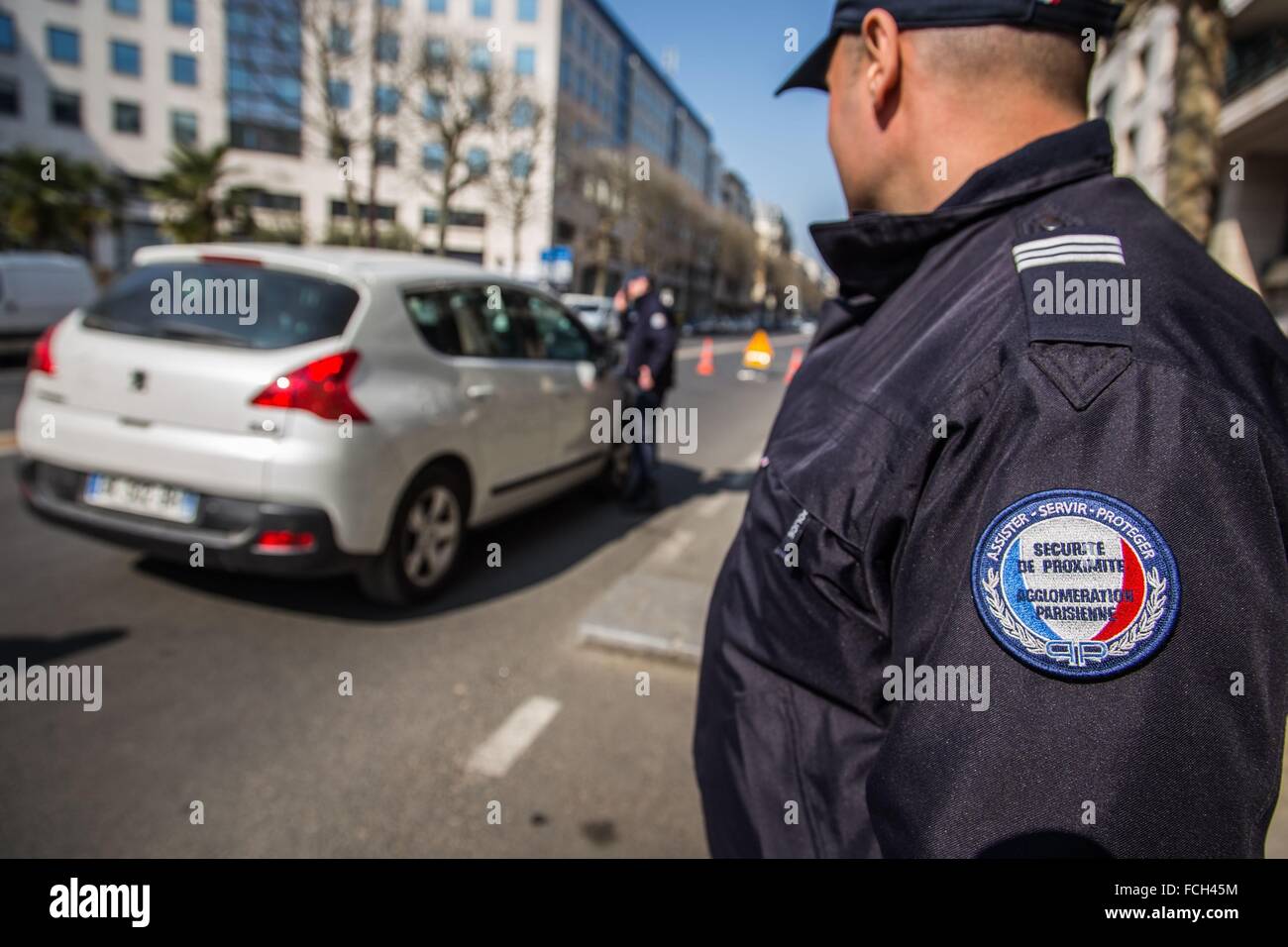 POLICE CHECK, ALTERNATE DAY DRIVING, POLLUTION Stock Photo