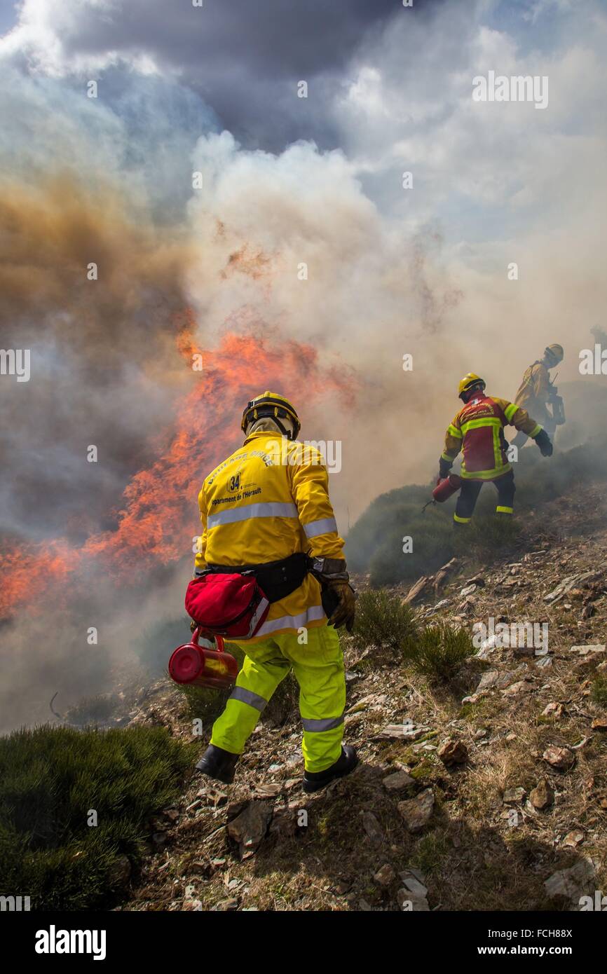 TACTICAL FIRE, FIREFIGHTERS Stock Photo