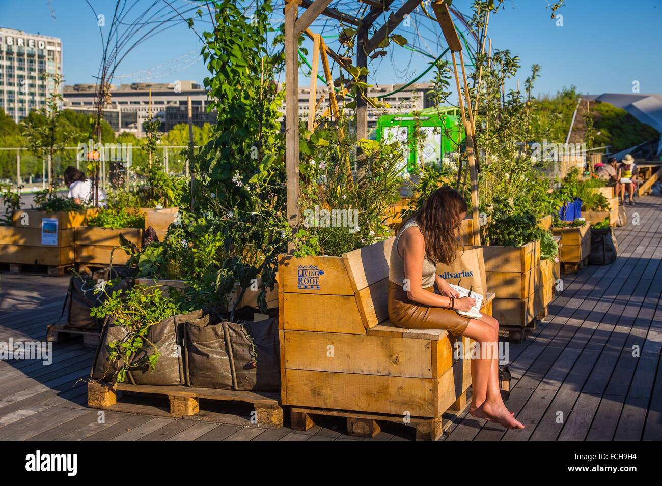 Living Roof The Residence Of Urban Agricultural Cite De La Mode Et Du Design Stock Photo Alamy