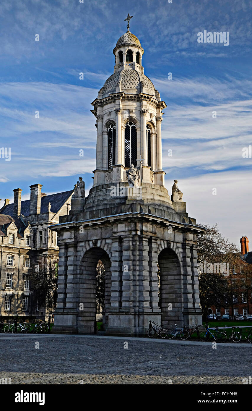The Campanile Tower in Trinity College Grounds Dublin,Ireland Stock Photo