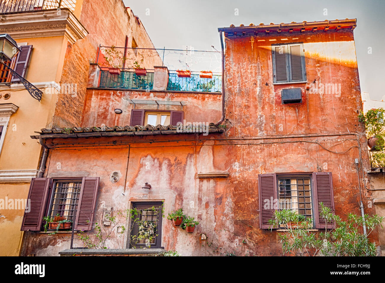 the old houses of Rome in Italy Stock Photo - Alamy
