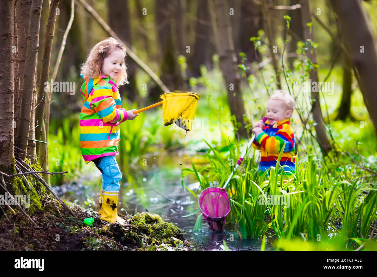 https://c8.alamy.com/comp/FCHA3D/children-playing-outdoors-preschool-kids-catching-frog-with-net-boy-FCHA3D.jpg
