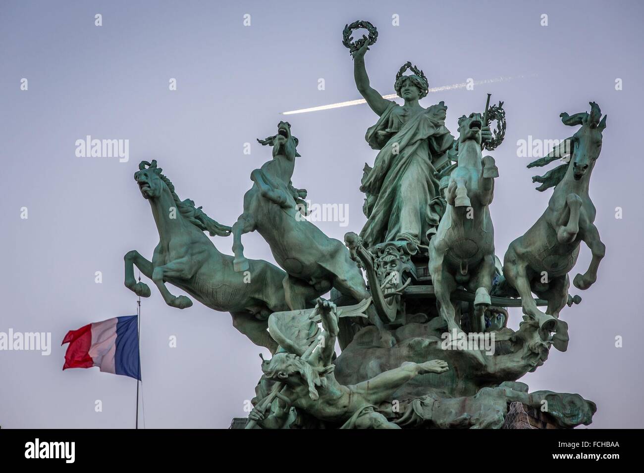 GRAND PALAIS, QUADRIGA BY RECIPON, PARIS Stock Photo Alamy