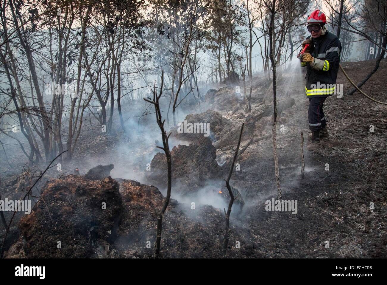 FIREFIGHTERS IN FRANCE Stock Photo