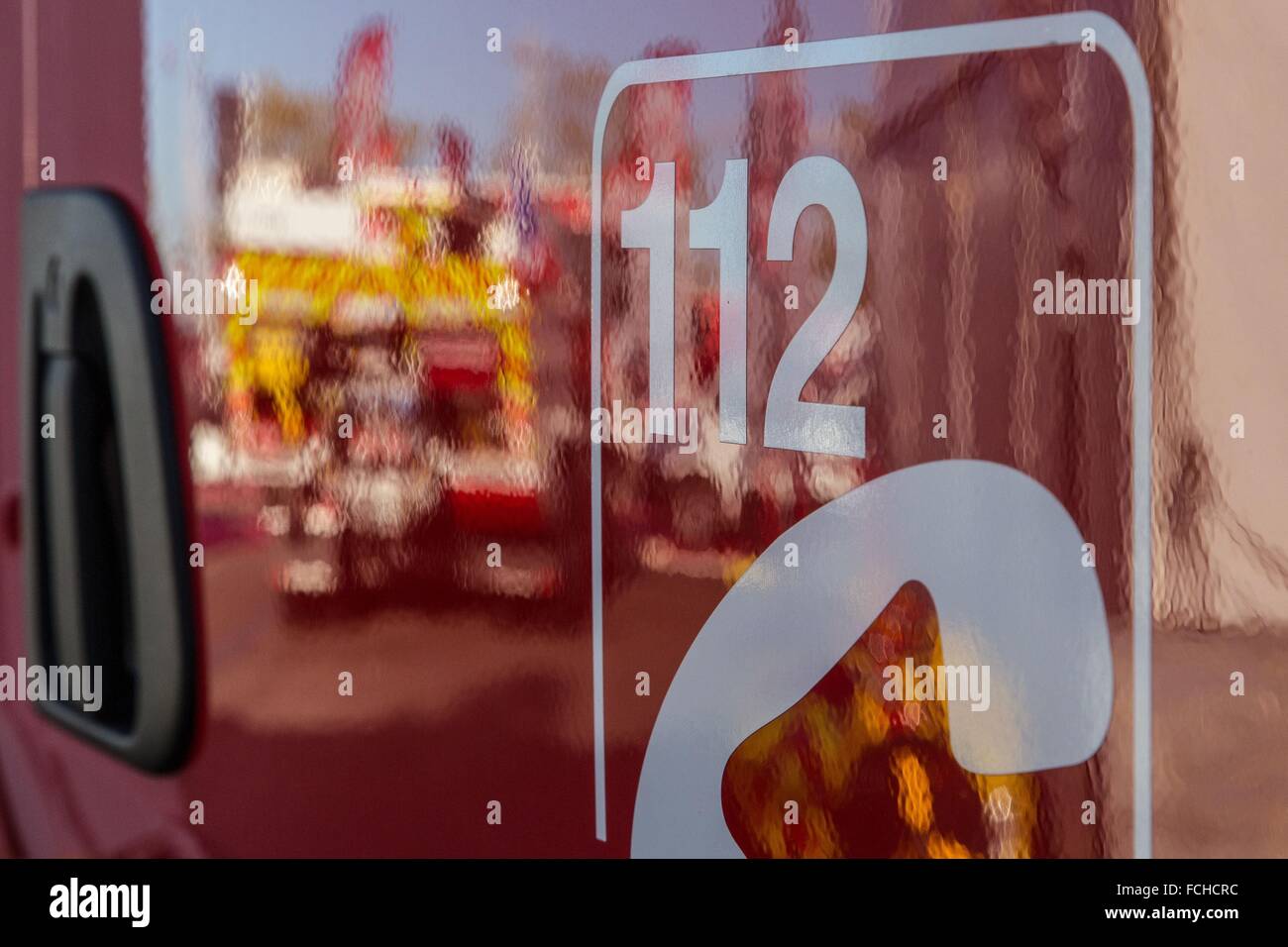 112, THE EUROPEAN EMERGENCY CALL NUMBER Stock Photo
