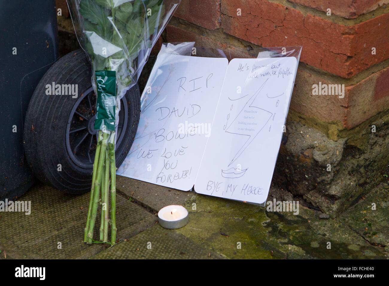 flowers outside 40 Stansfield Road, Brixton, London, the home where