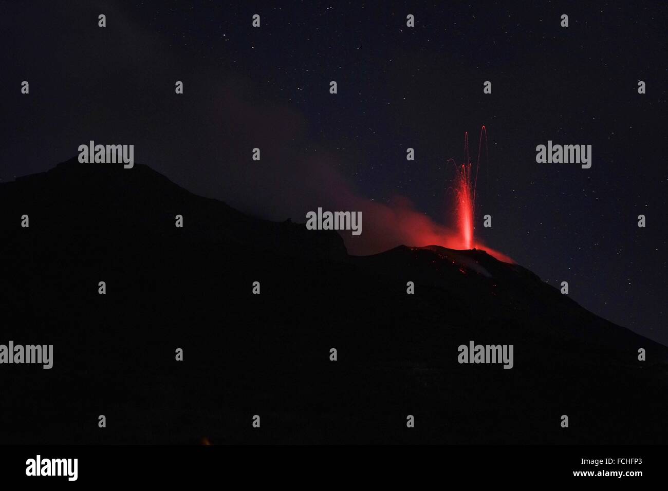 Stromboli volcano eruptions, Sicily, Italy Stock Photo