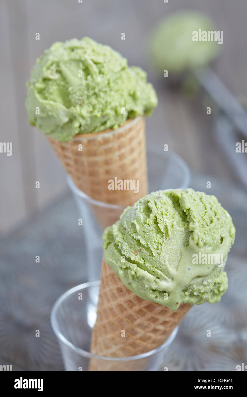 Matcha ice cream Stock Photo