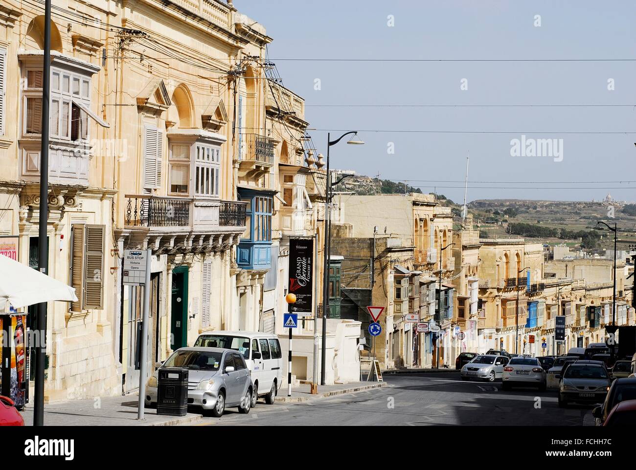 Street Triq irRepubblika in Victoria (irRabat) in Gozo island, Malta