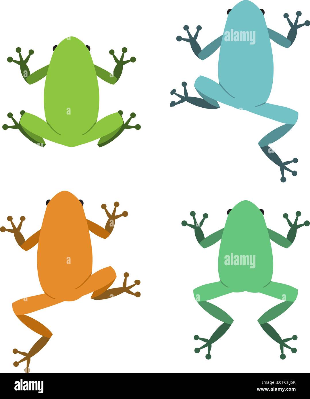 Set of frog in flat style, vector animal Stock Vector