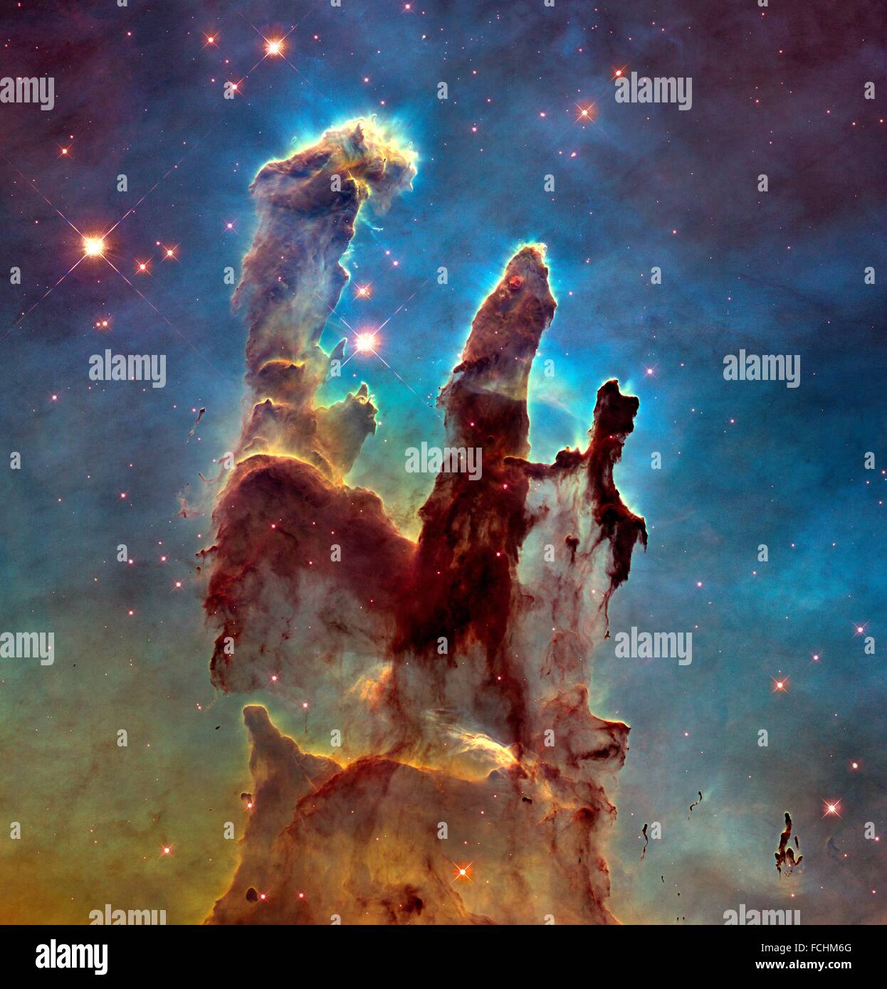 The NASA/ESA Hubble Space Telescope has revisited one of its most iconic  and popular images: the Eagle Nebula´s Pillars of Stock Photo - Alamy