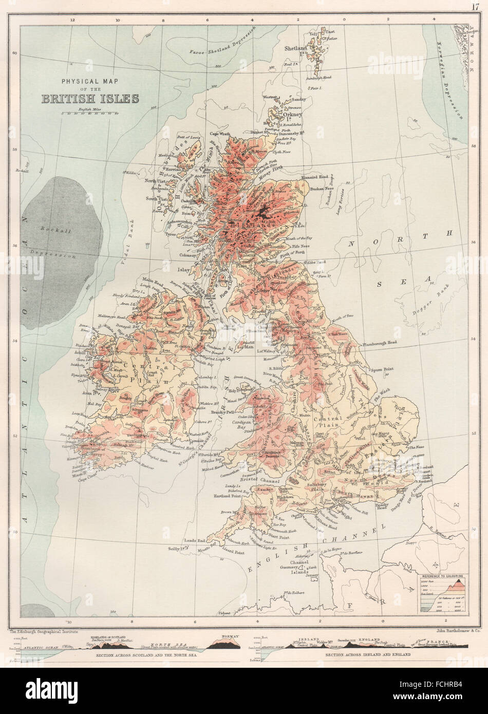 NORTHERN ENGLAND BARTHOLOMEW 1898 map Cumbs Westm Northumbs Durham Manchester 