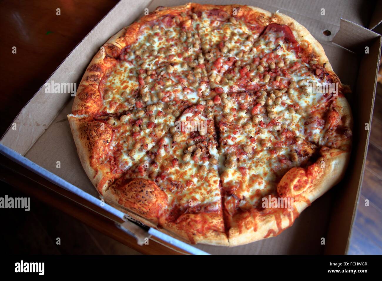 A delivery meat lovers pizza Stock Photo Alamy