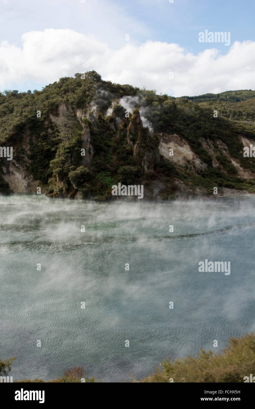 55 °C hot Frying Pan Lake in the Waimangu Volcanic Rift Valley in New