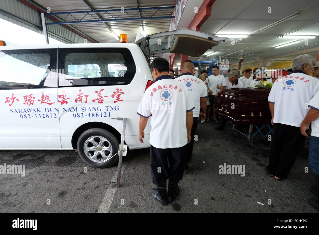 Sending off for burial. Sarawakian chinese funeral ceremony. Malaysia