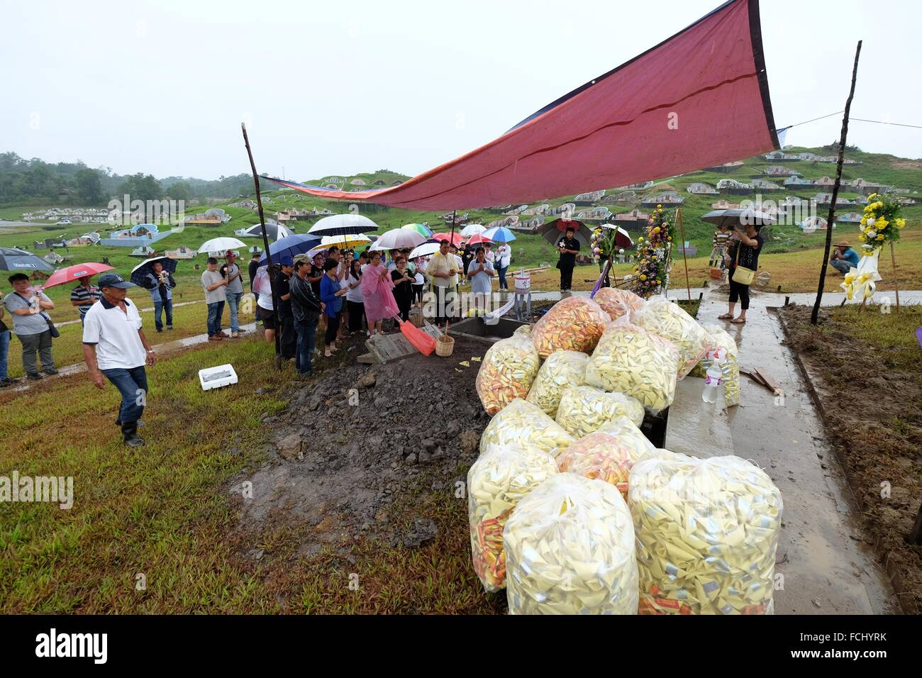 Burial ground at Hakka´s Association cemetery, Kota Padawan. Sarawakian